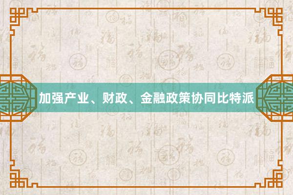 加强产业、财政、金融政策协同比特派