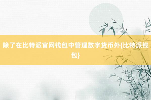 除了在比特派官网钱包中管理数字货币外{比特派钱包}