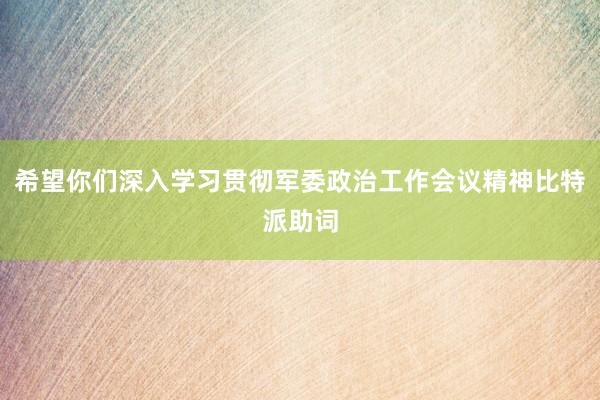 希望你们深入学习贯彻军委政治工作会议精神比特派助词