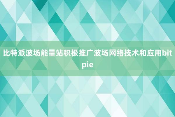 比特派波场能量站积极推广波场网络技术和应用bitpie