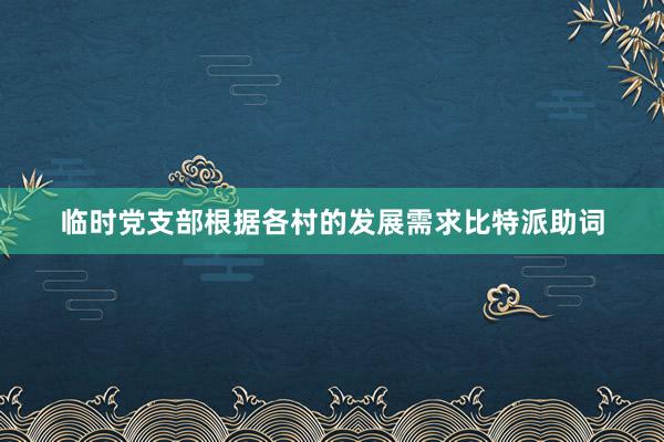 临时党支部根据各村的发展需求比特派助词