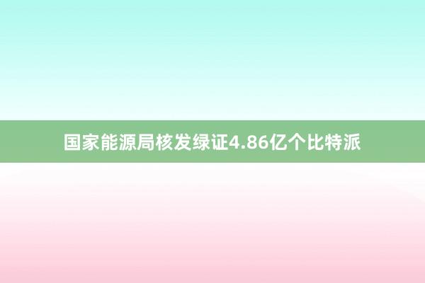 国家能源局核发绿证4.86亿个比特派