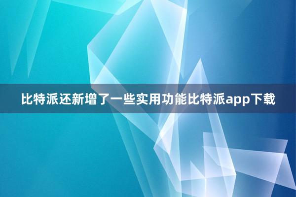 比特派还新增了一些实用功能比特派app下载