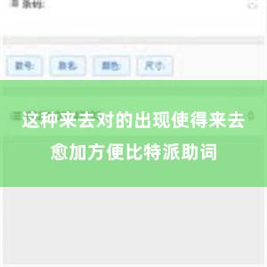 这种来去对的出现使得来去愈加方便比特派助词